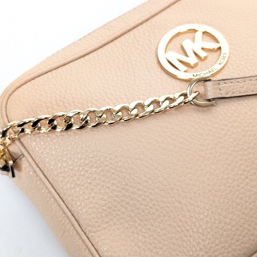 MICHAEL KORS MK Fulton Fawn Crossbody Leather Bag Tan - Picture 11 of 12